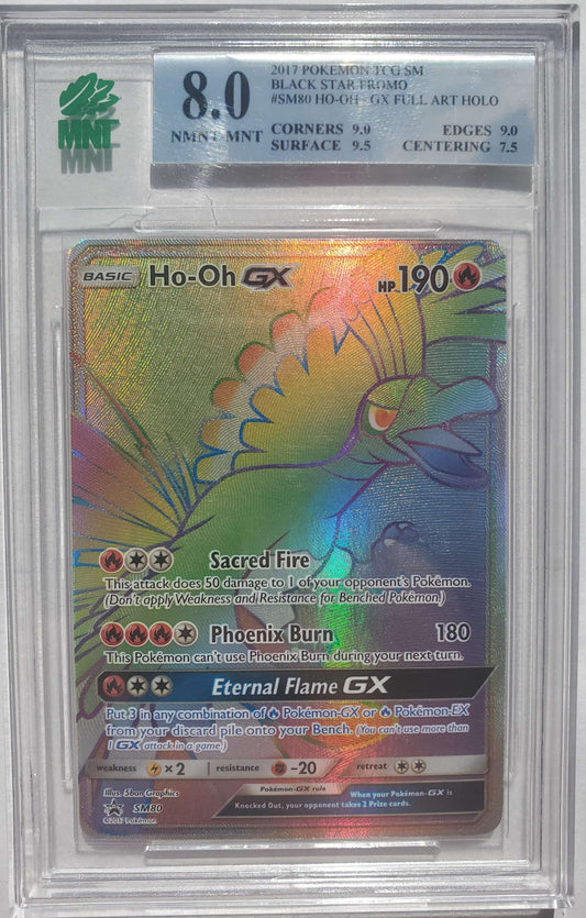 2017 POKEMON TCG SM BLACK STAR PROMO #SM80 HO-OH- GX FULL ART HOLO MNT 8.0