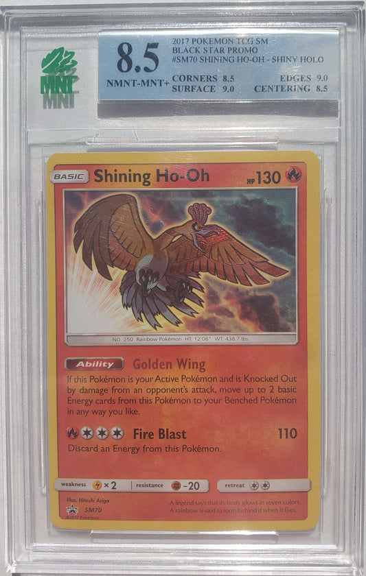 2017 POKEMON TCG SM BLACK STAR PROMO #SM70 SHINING HO-OH - SHINY HOLO MNT 8.5